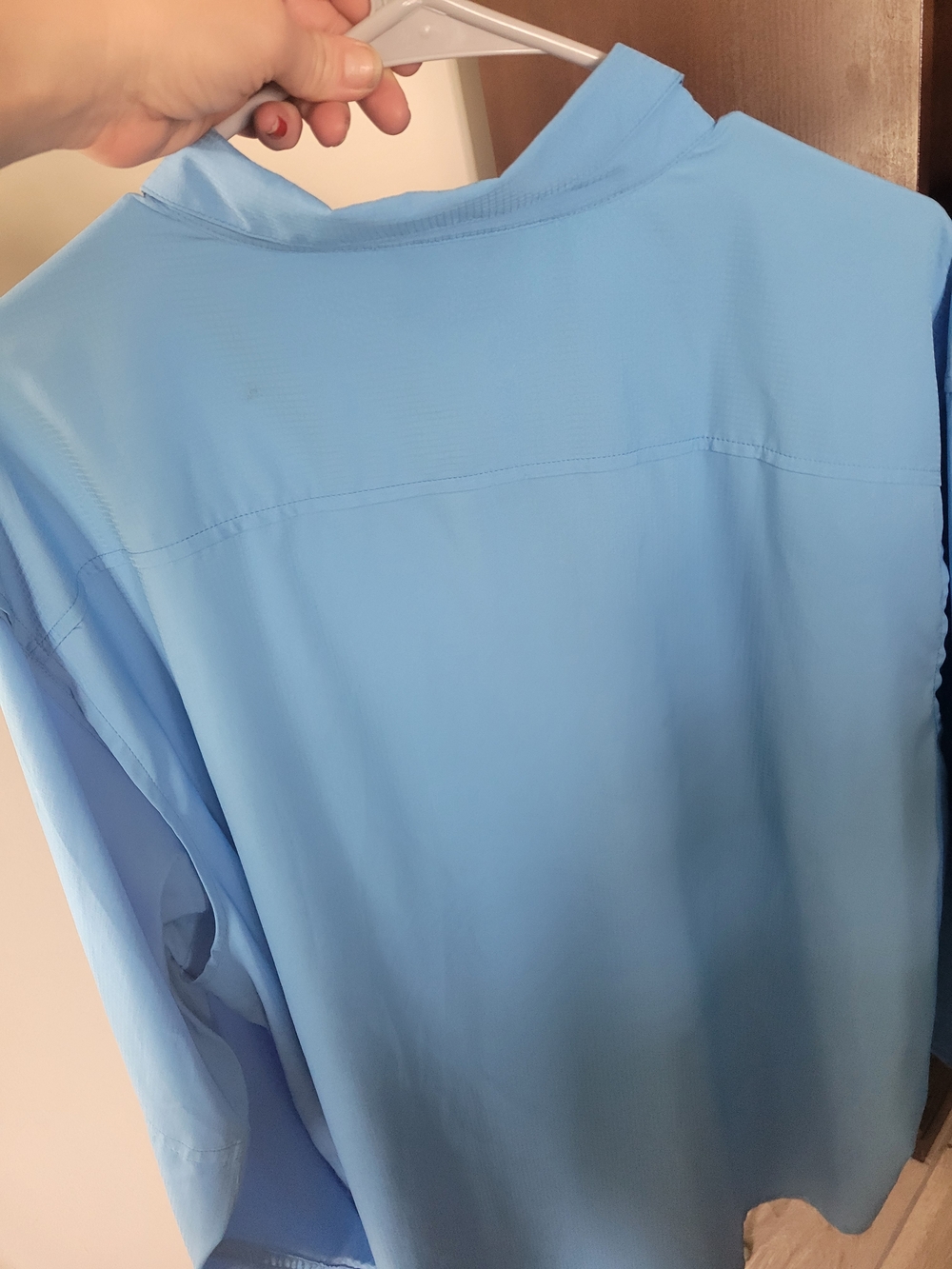 Columbia Light Blue Men's Long Sleeve Button Fishing Shirt - Picture 6 of 6